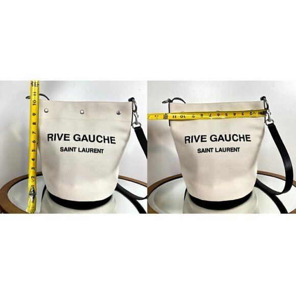 SAINT LAURENT Rive Gauche Bucket Bag in White Linen - Picture 7 of 17